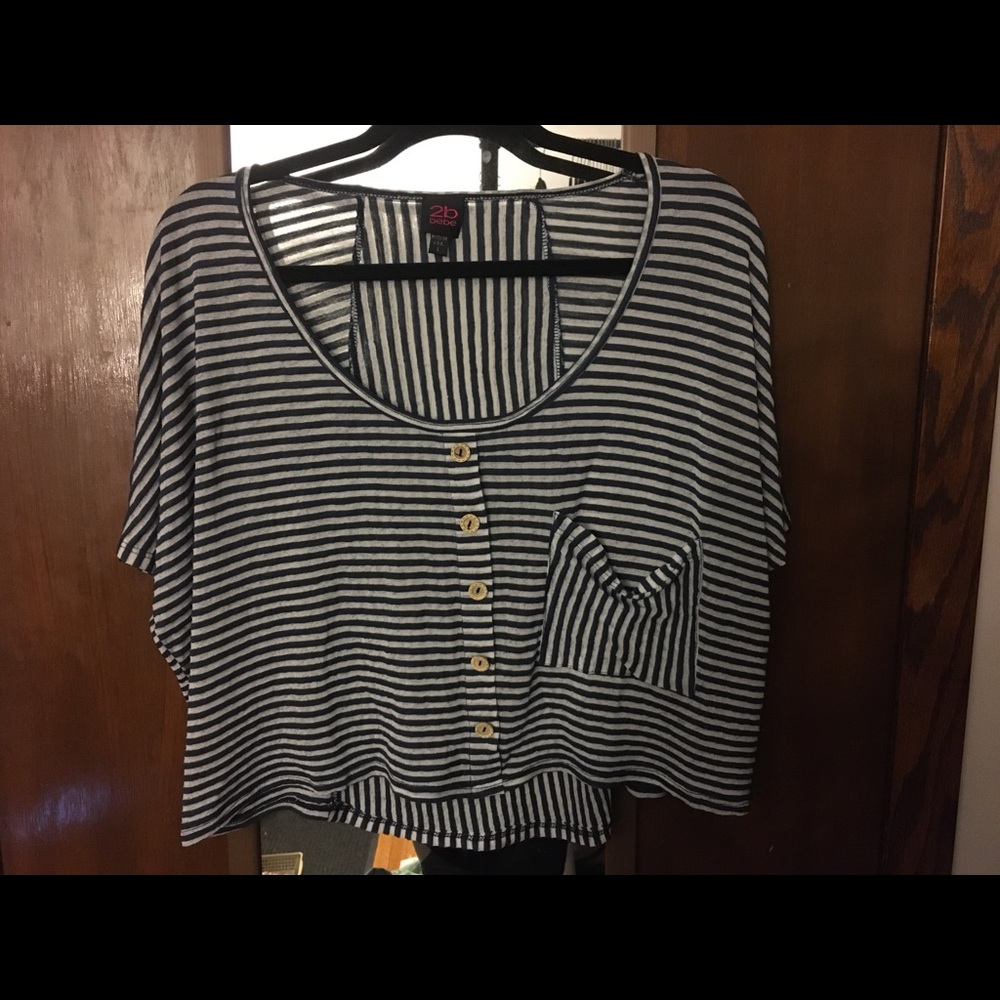 NWOT trippy striped off the shoulder tee